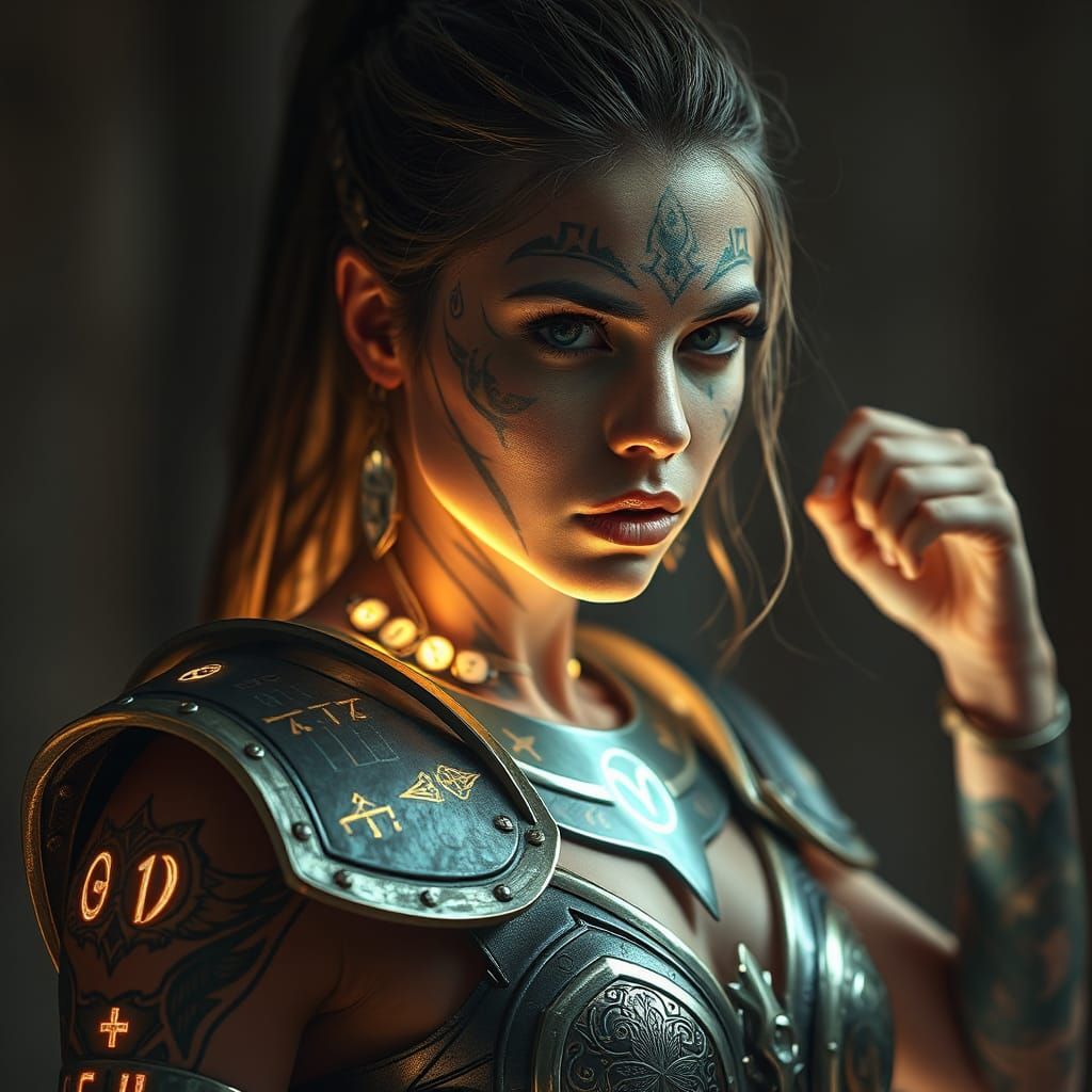 Woman in Armor of Light Etched in Energy