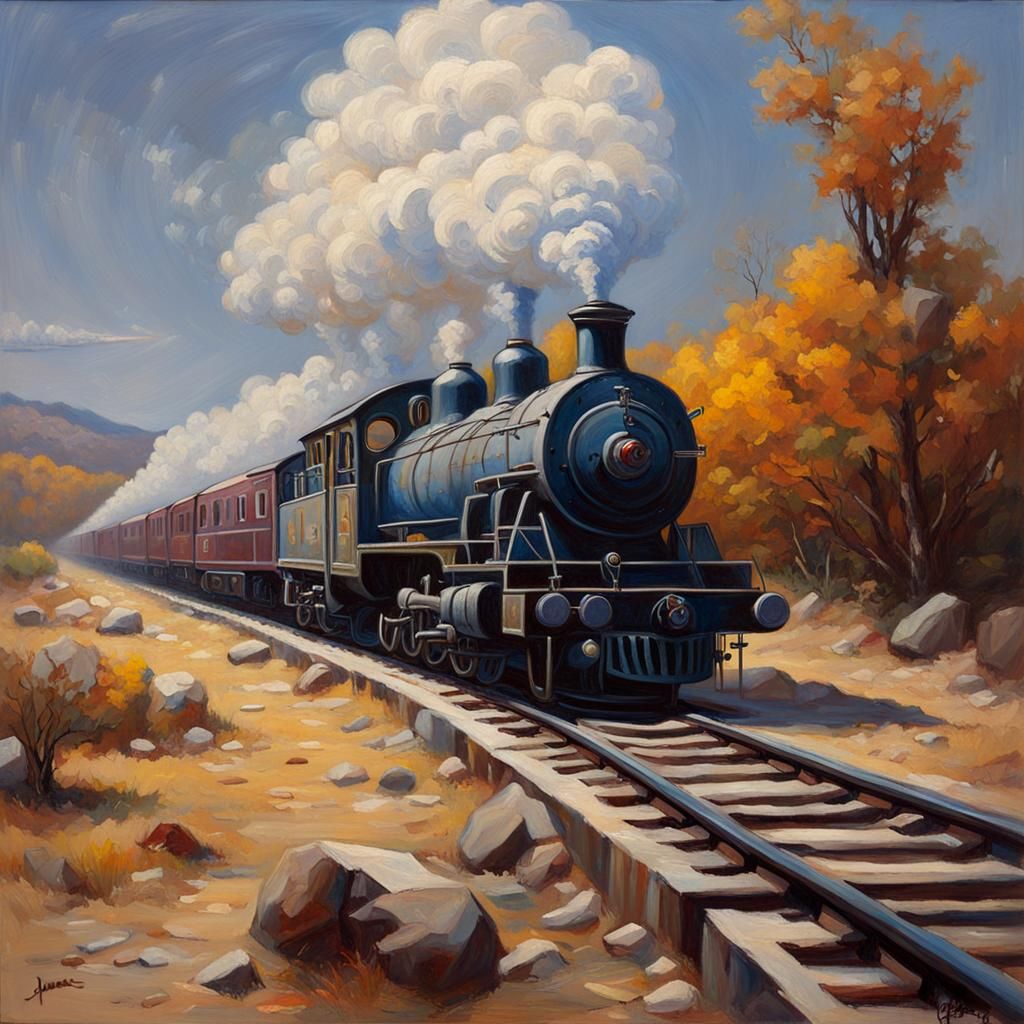 Aether Railway: Oil Painting by James Gurney Style