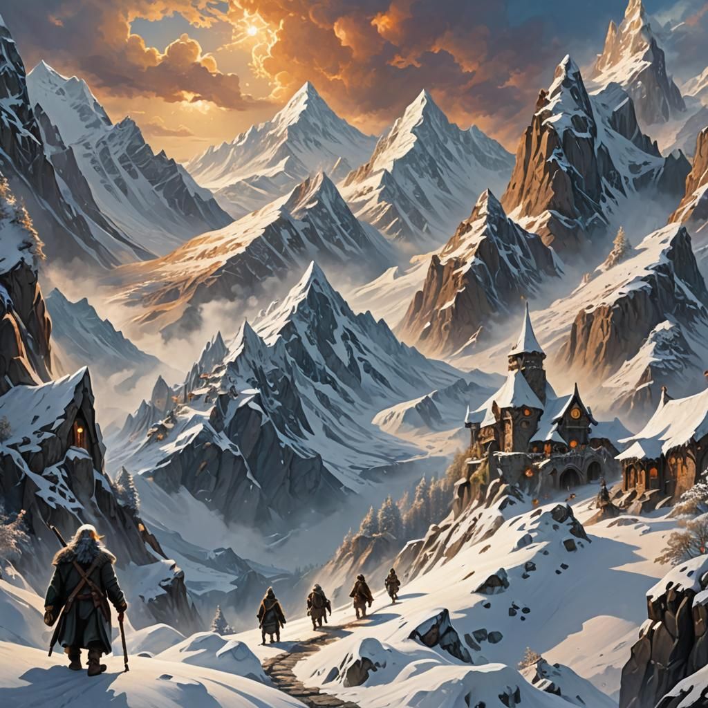 Fantastical Mountain Walk: Matte Painting Style