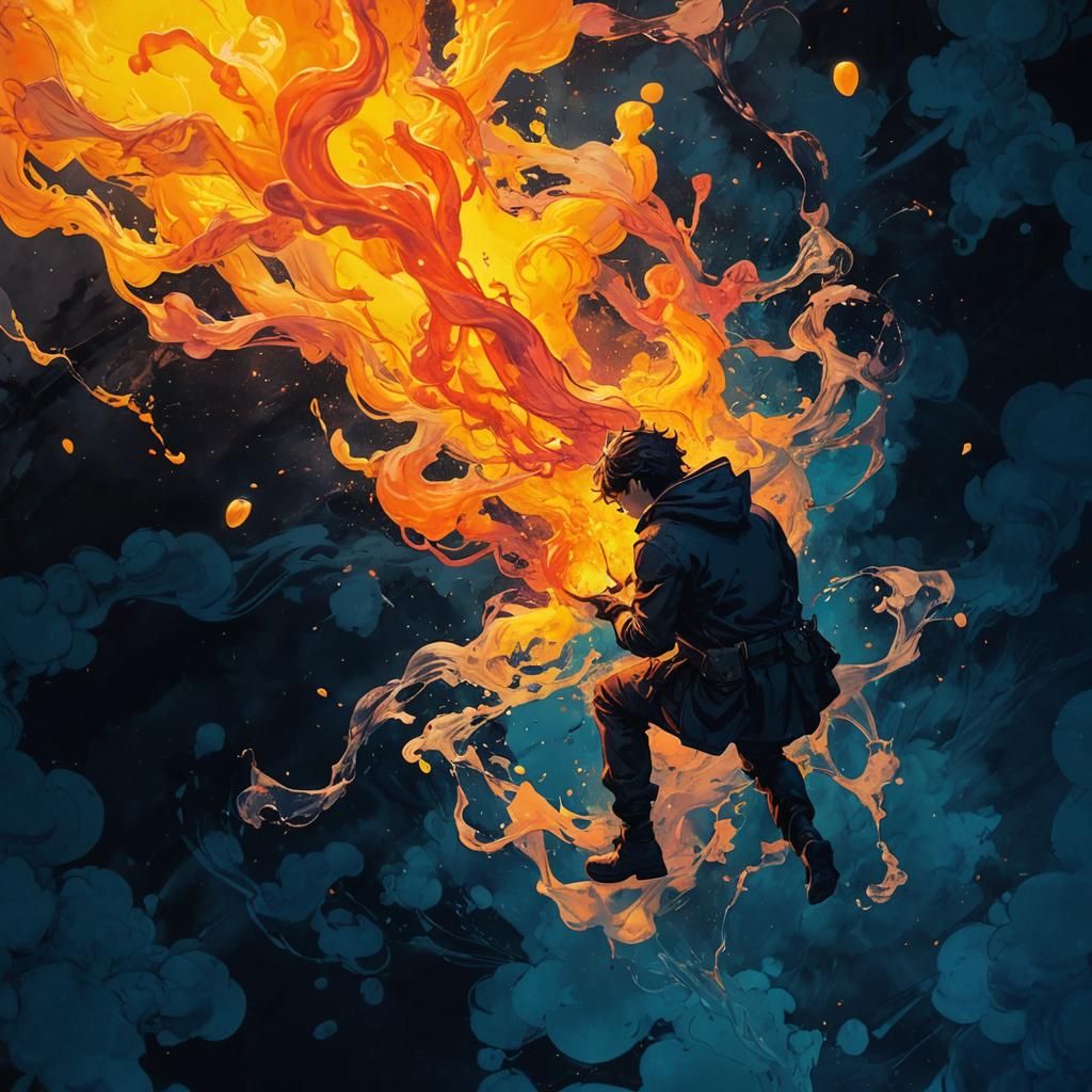 Photorealistic Ink Explosion in Deep Color