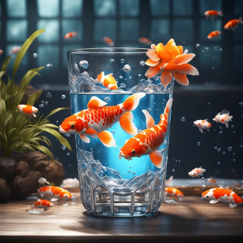 Koi in Glass: Detailed Matte Painting