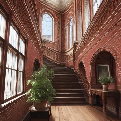 Victorian Architecture: Ornate Brick House in Morning Light