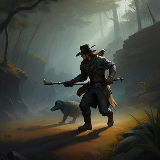 Fantasy Platypus in Shadowy Mixed Media