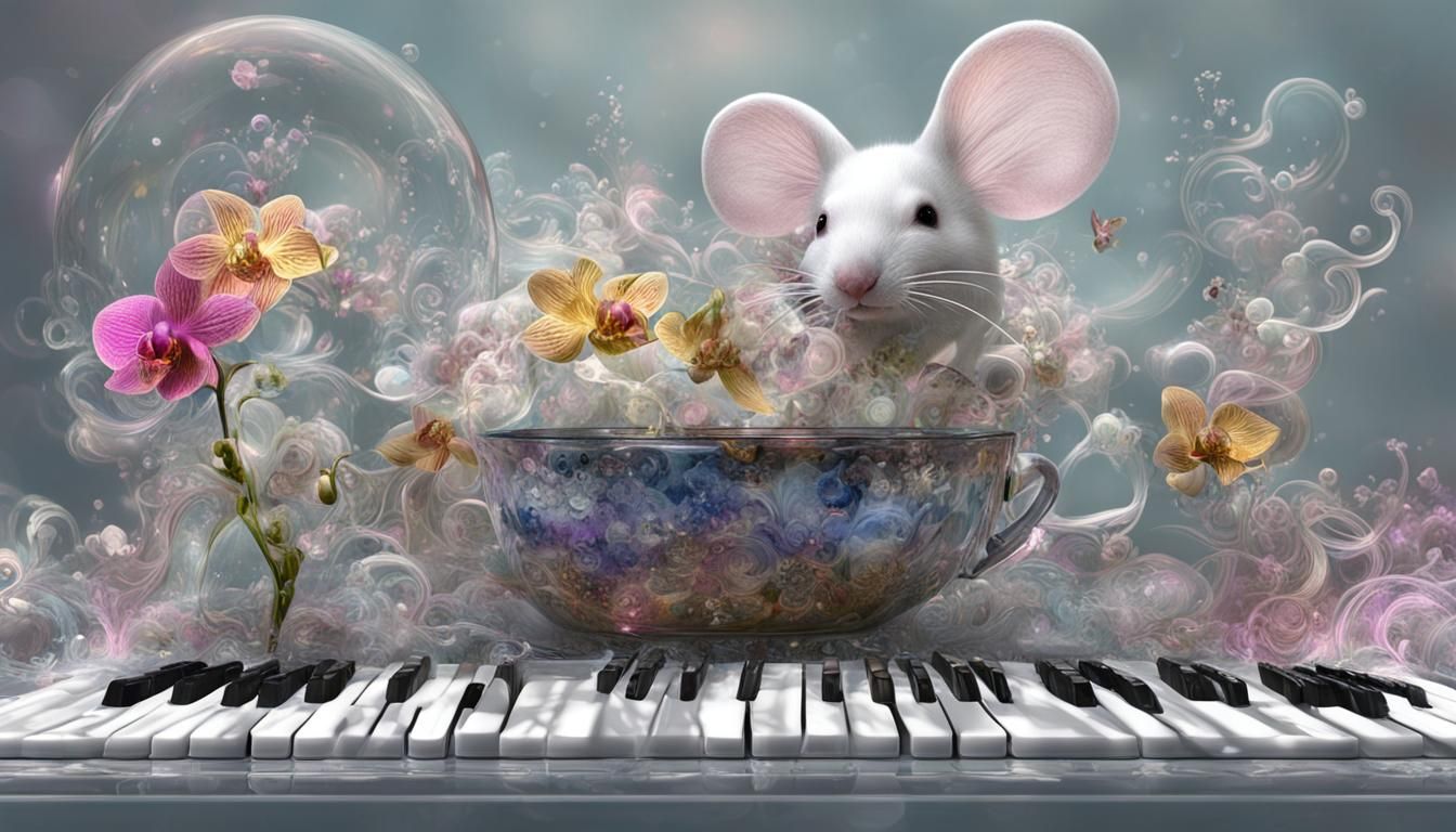 ⚜️⚜️WATER-TEA-GLASS SHABBY CHIC MIRROR MOUSE ORCHID KEYBORD⚜...