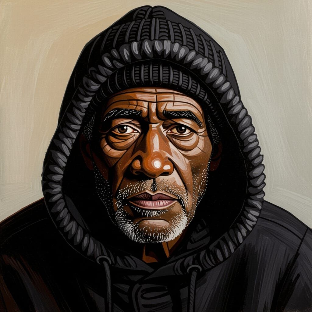 Expressive Portrait of an Elderly Man as Painting