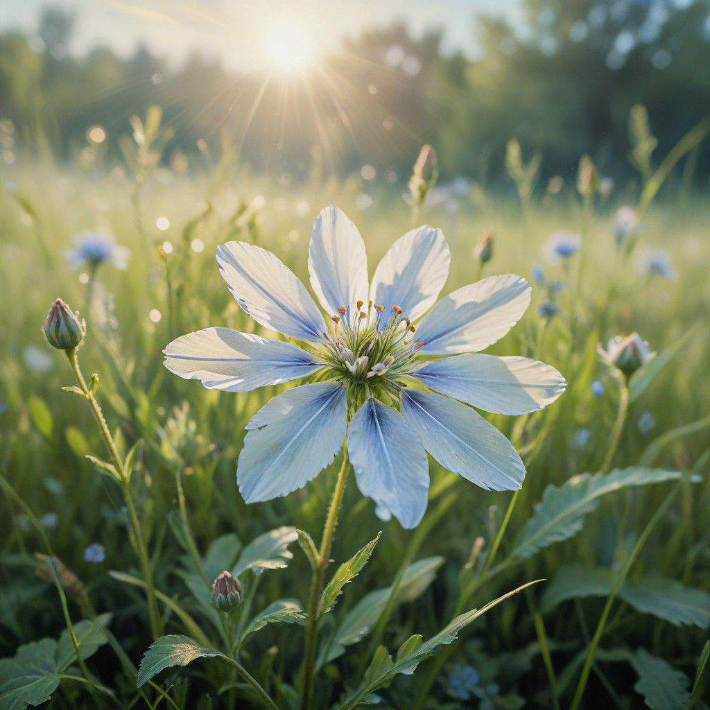 Delicate Blooms in a Lush Green Meadow
