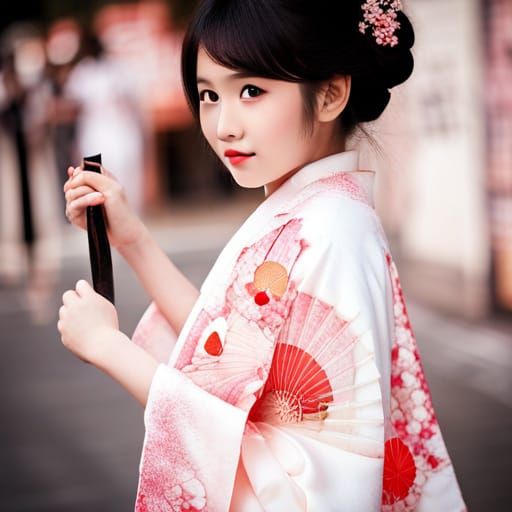 Girl in Kimono: A Traditional Japanese Portrait