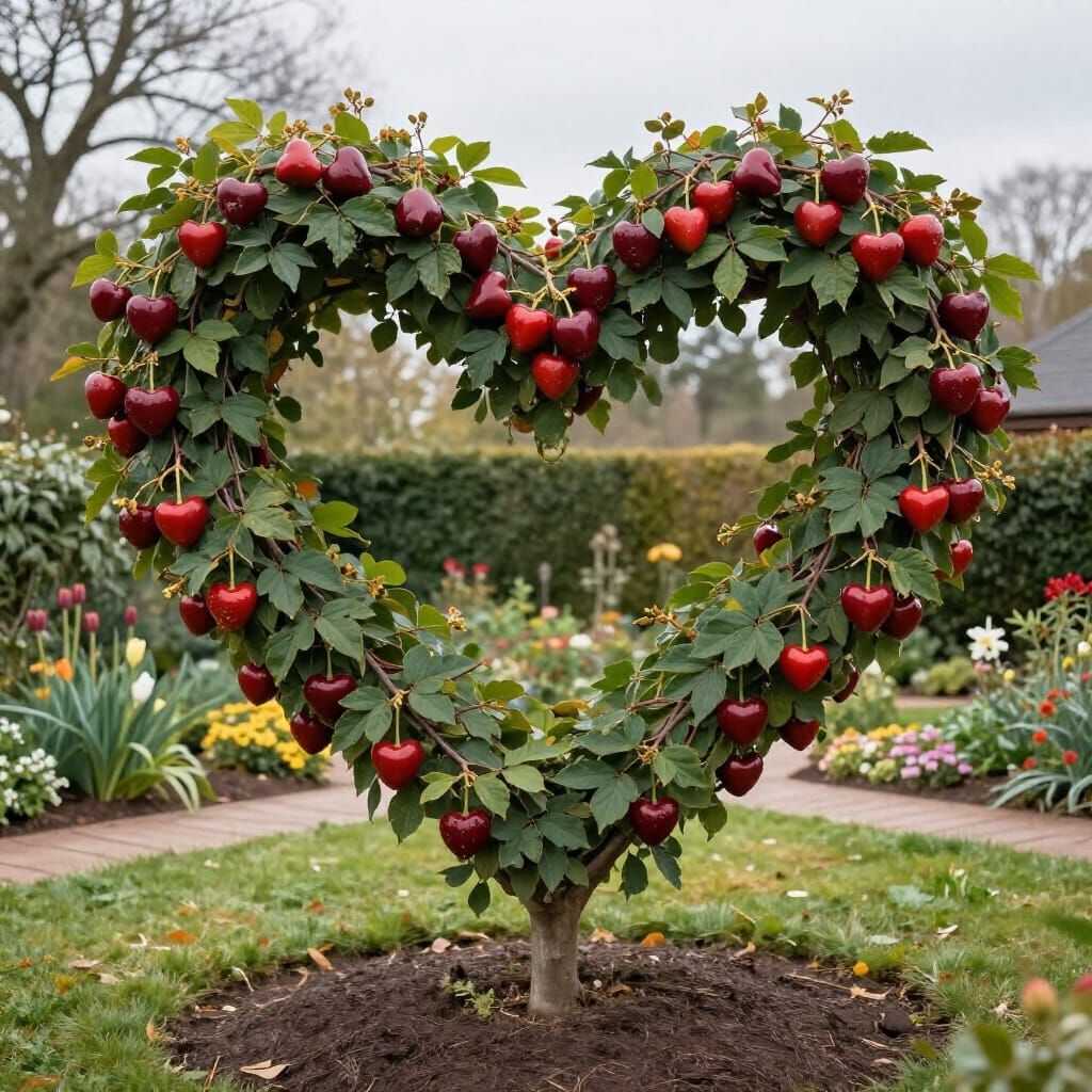 Valentine Heart Fruit Tree in a Garden of Love
