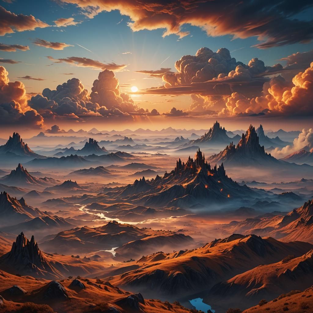 Mystical Landscape Sunset: Digital Matte Painting