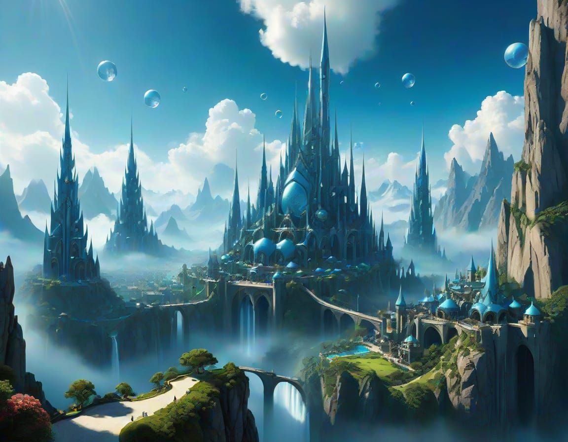 Ethereal Elven Arcology City in Fantasy World