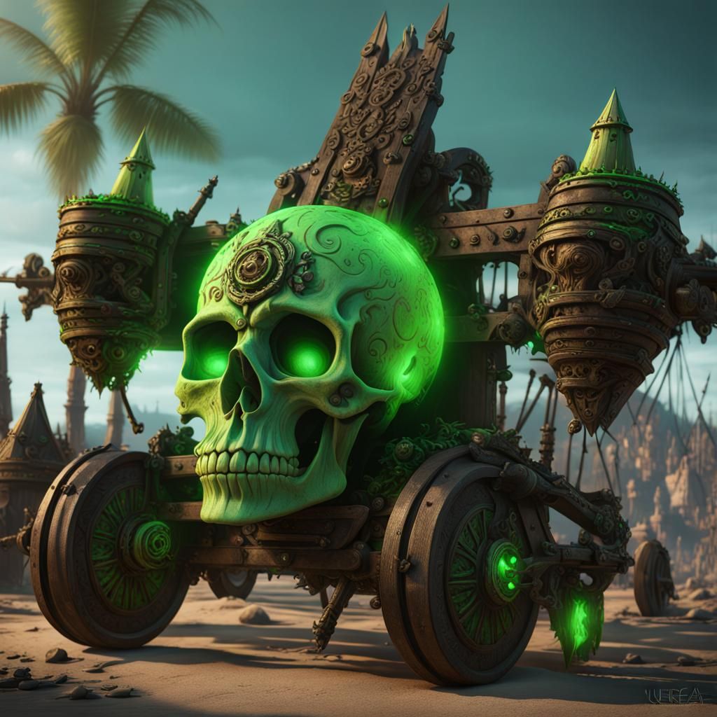 Voodoo Catapult with Glowing Projectile