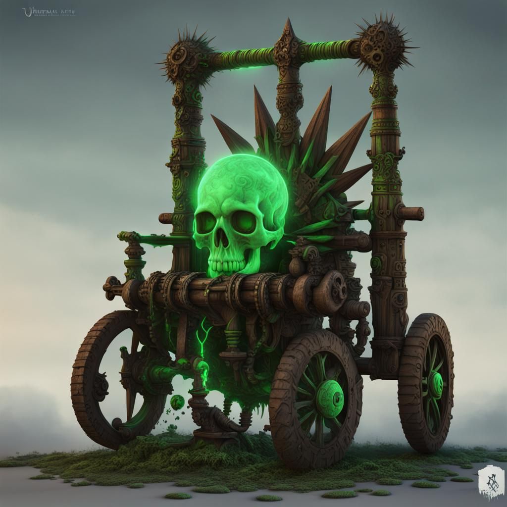 Tribal Voodoo Catapult with Glowing Projectile