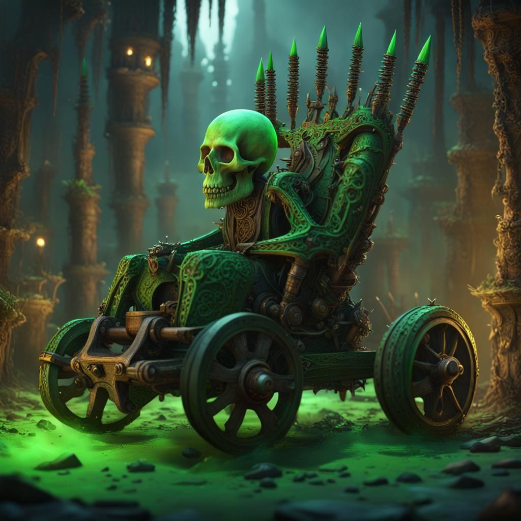 Haitian Voodoo Catapult with Glowing Projectiles