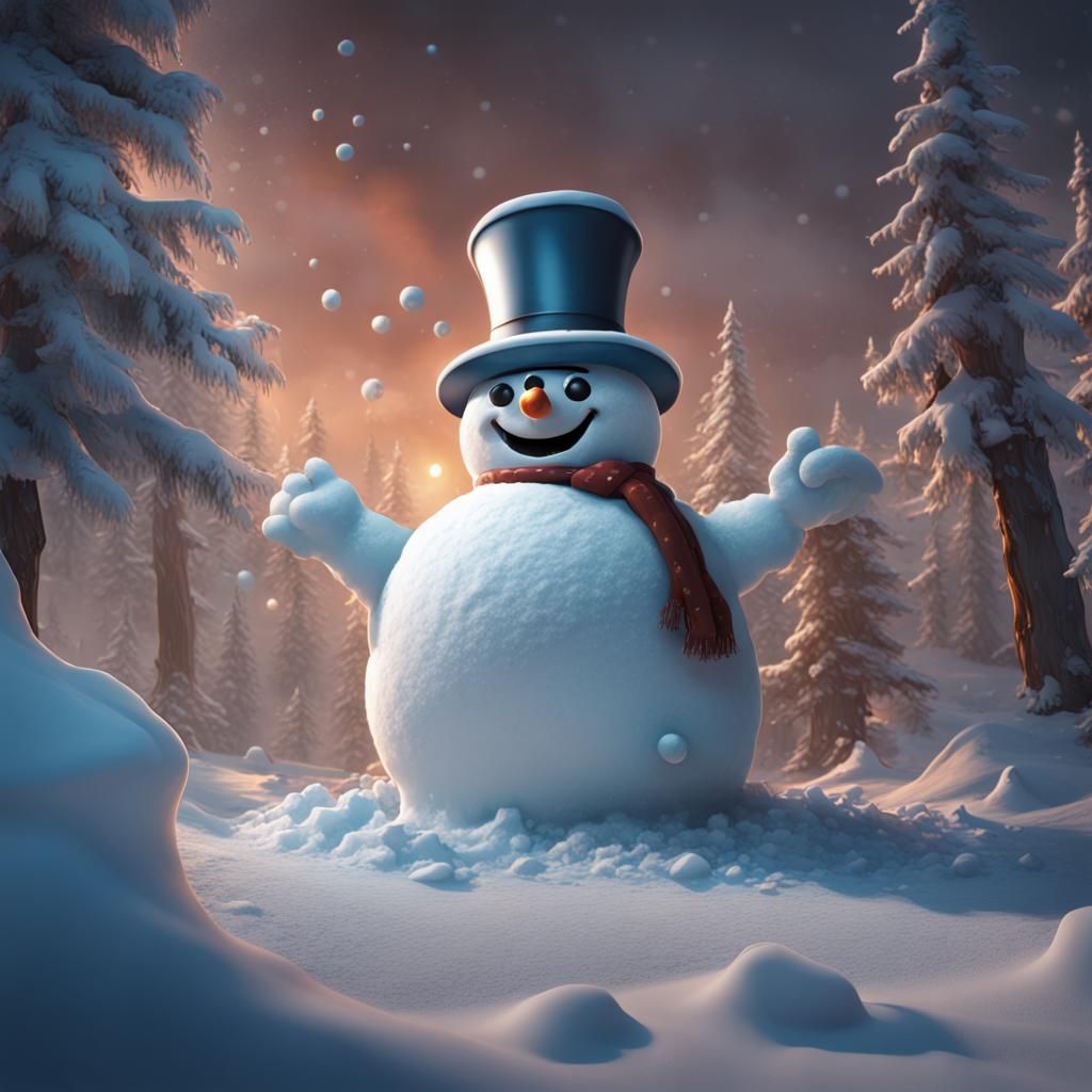 Melting Frosty the Snowman in Detailed Matte Painting