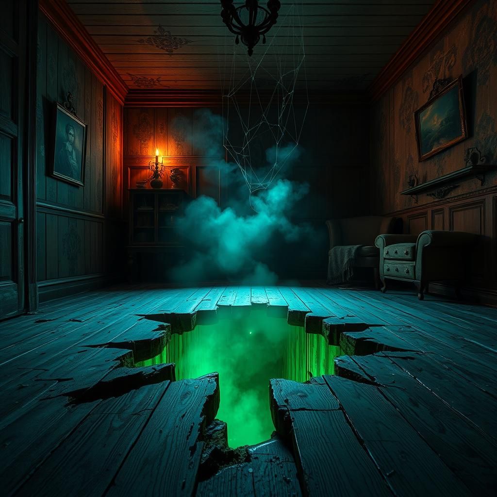 Haunted House Living Room with Glowing Hole