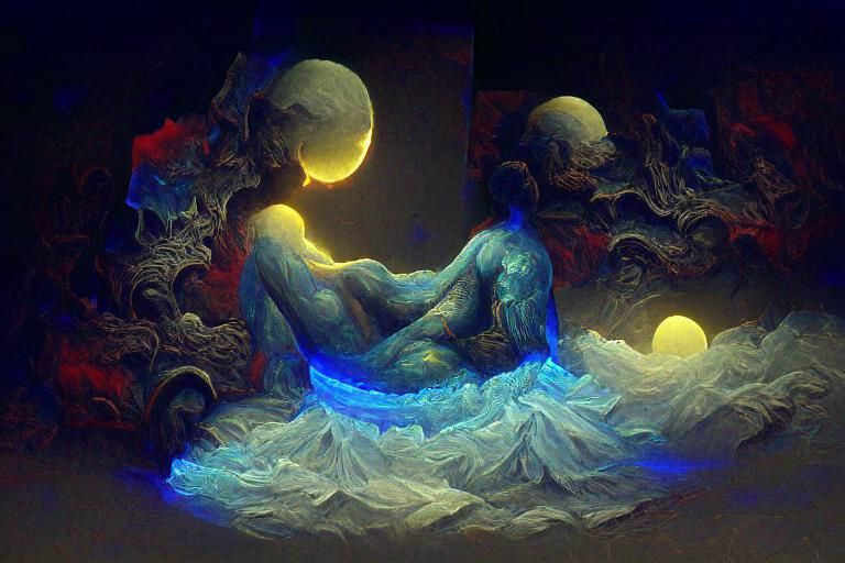 Celestial Dance: A Surreal Neon Fantasy