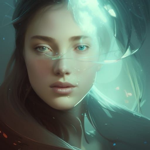 Detailed Portrait with Dynamic Lighting in Art Nouveau Style