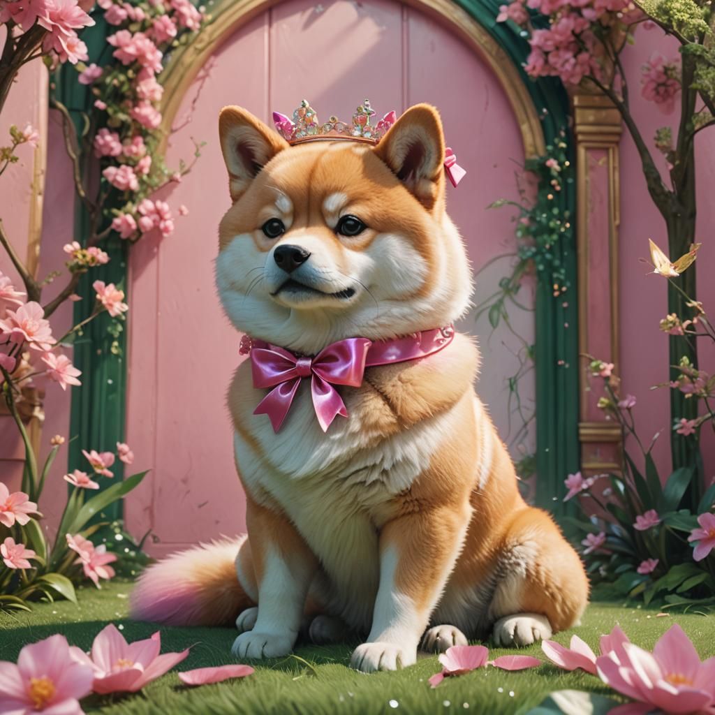 Regal Shiba Inu with Kitty Tiara, Fantasy Art
