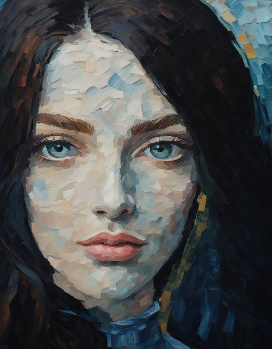 Stunning Woman in Post-Impressionist Impasto Oil Painting