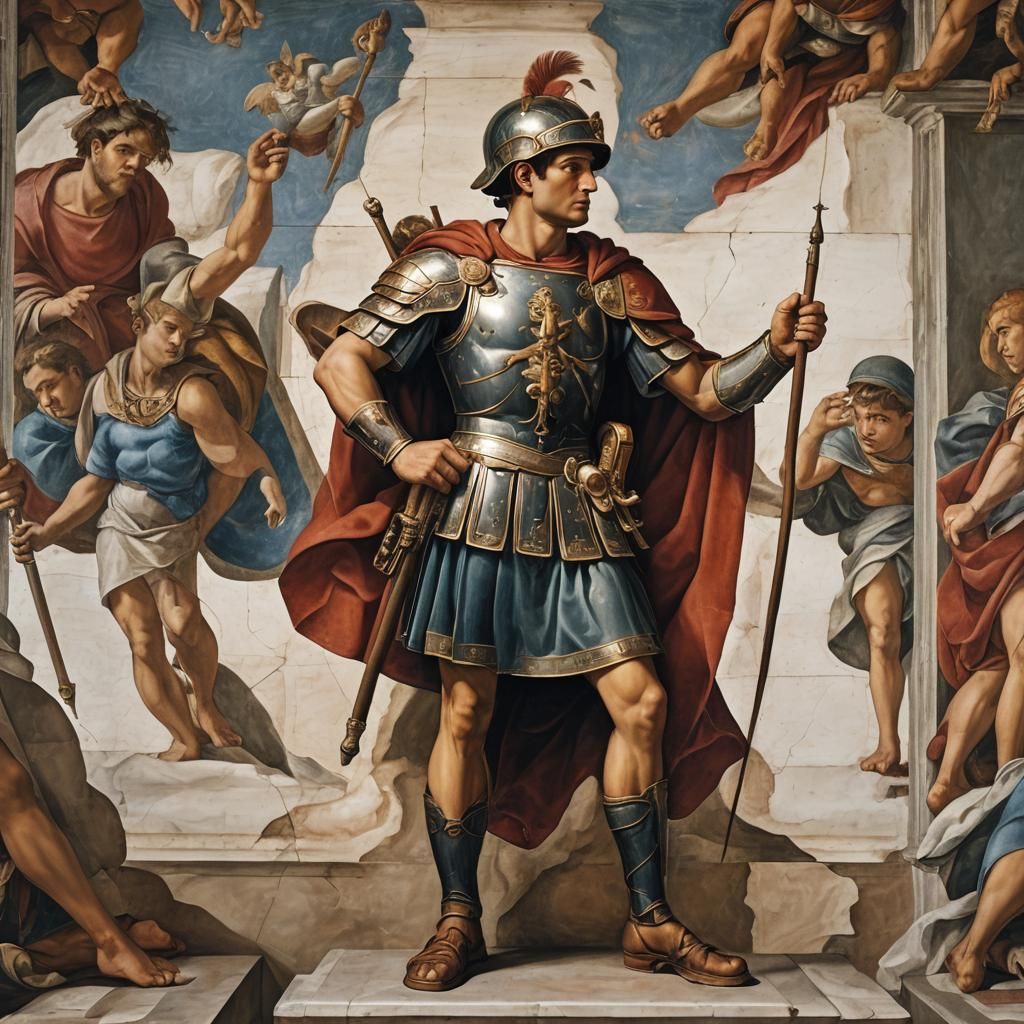 Roman Soldier Posing in Sistine Chapel