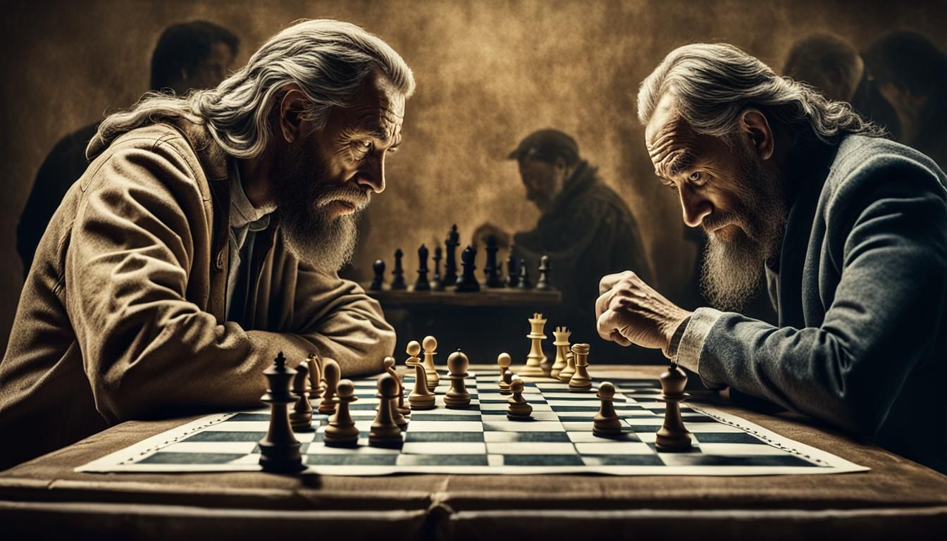 Passionate Chess Match in Da Vinci Style