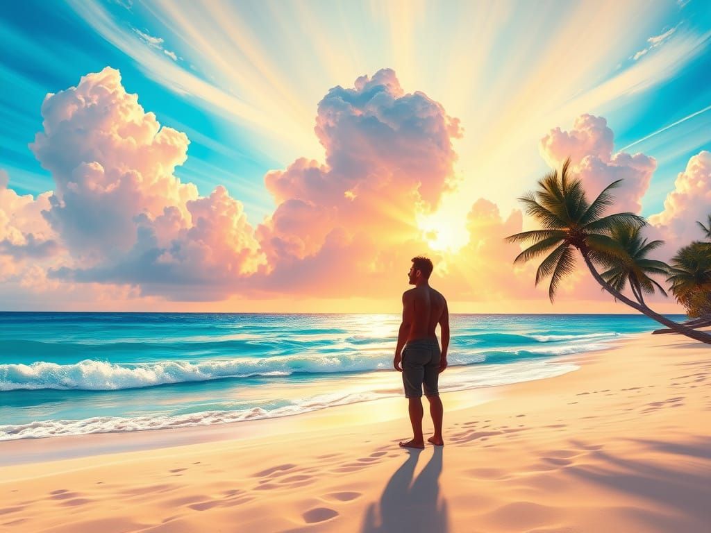 Caribbean Oasis in Soft Pastel Hues