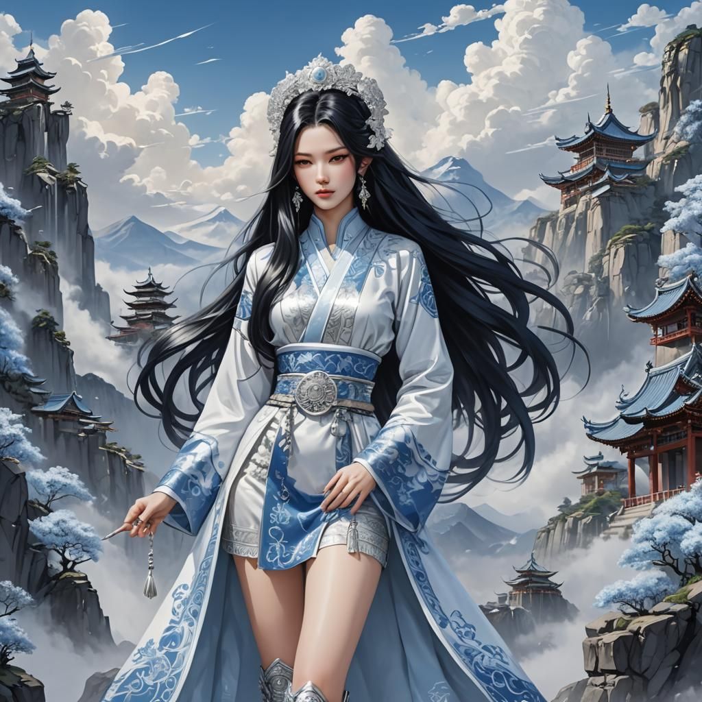 Beautiful Cultivator Woman in Astral Landscape