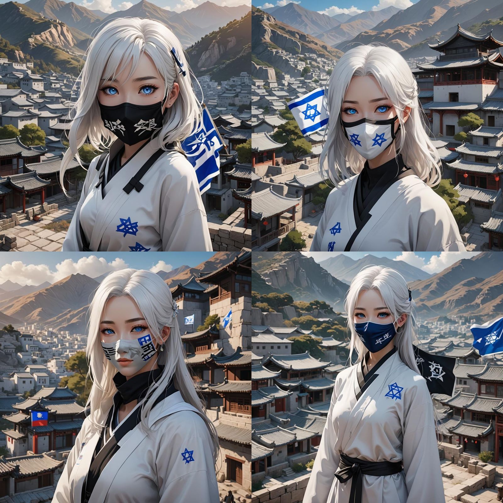 Anime Style Chinese Girl with Israeli Flag