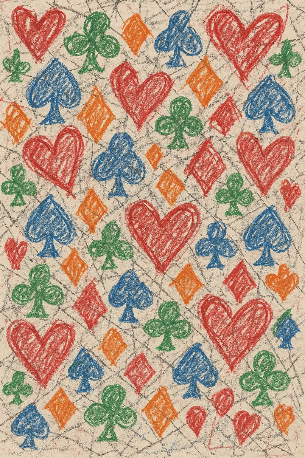 Abstract Gambling Symbols with Hearts and Spades
