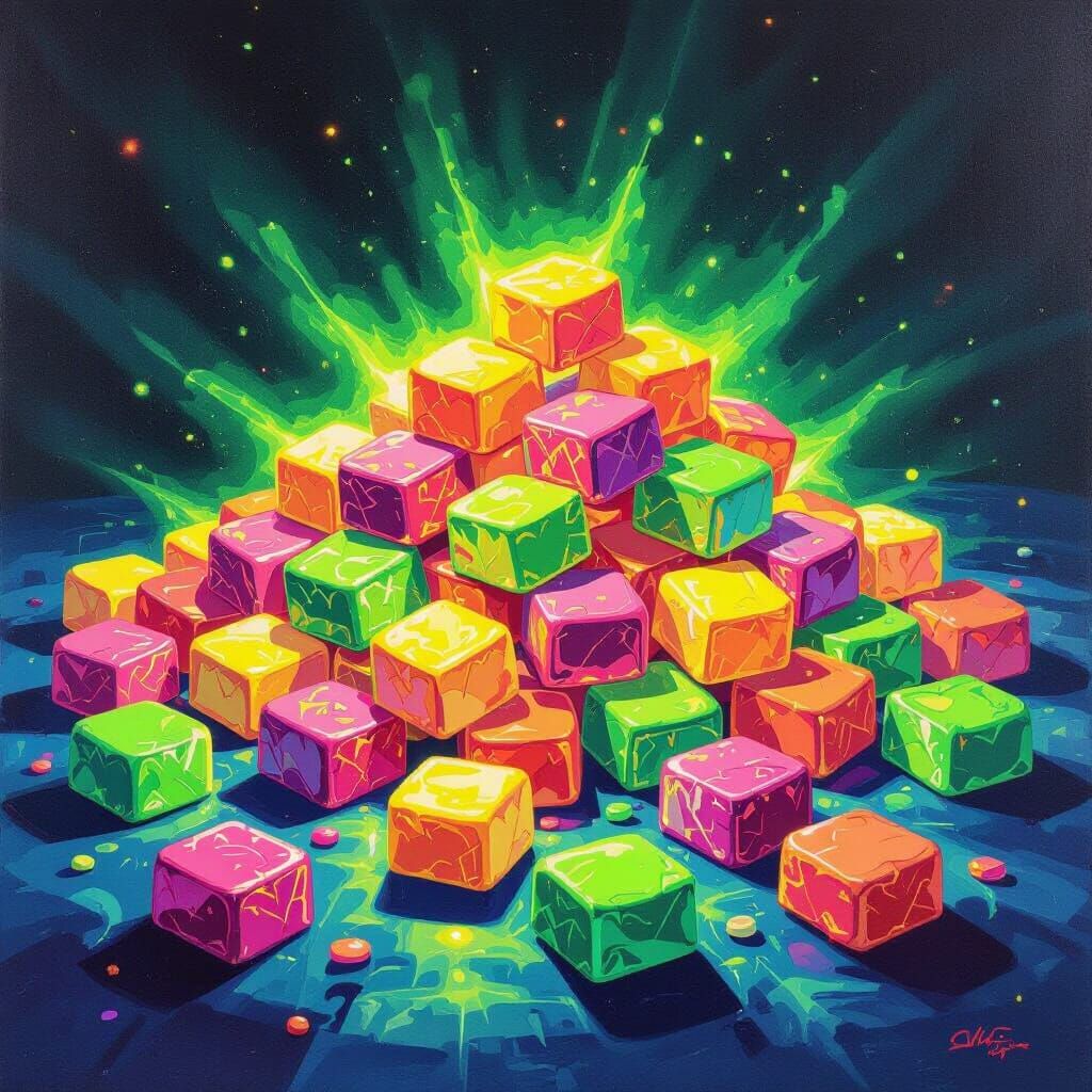 Glowing Uranium Candy Still Life Painting