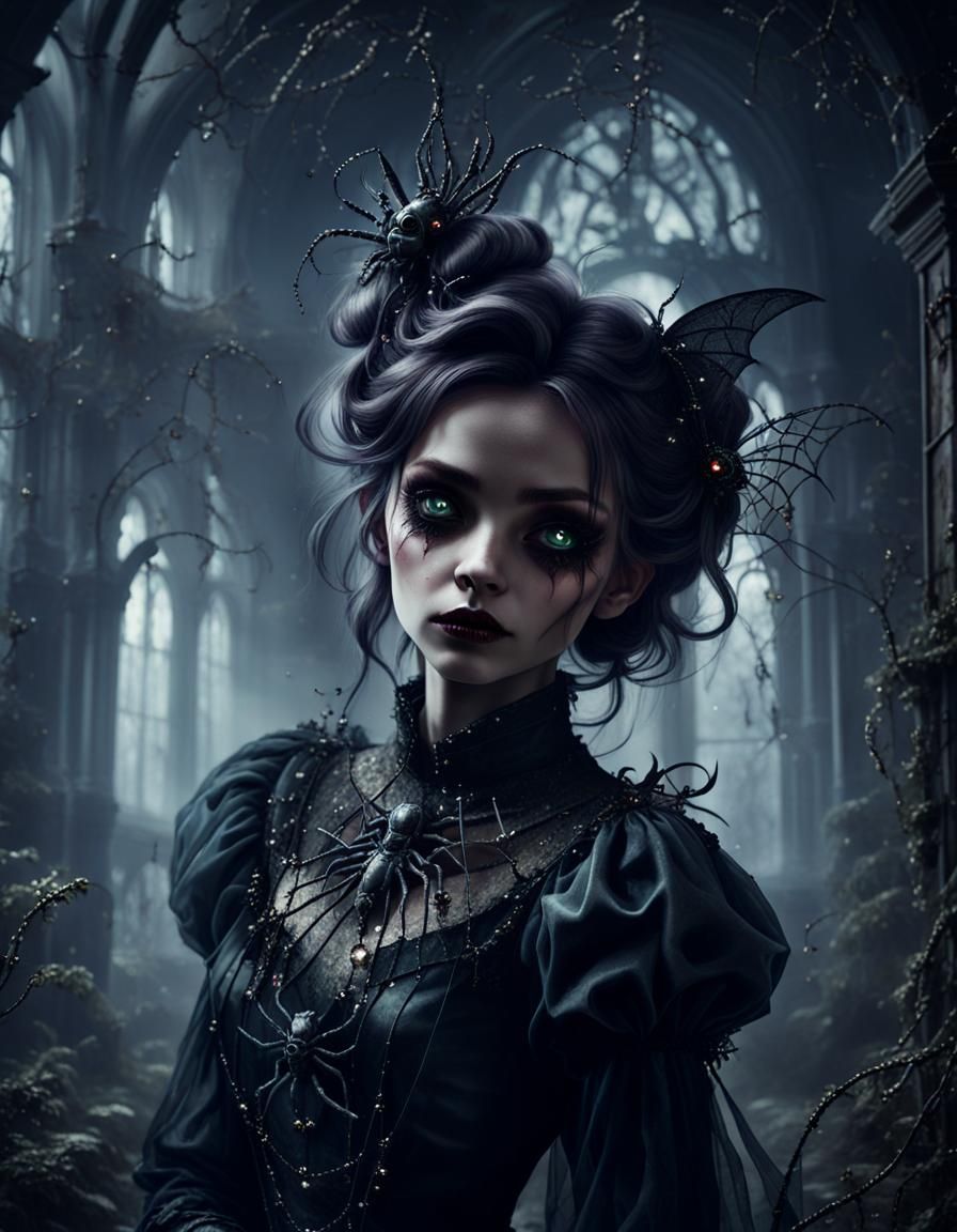 Dark Victorian Fairy Portrait in Haunted Manor