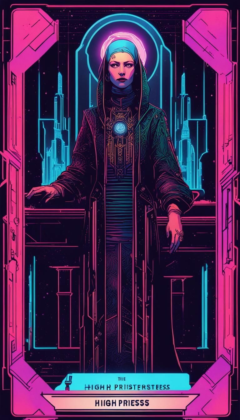 Cyberpunk High Priestess Tarot Card Spiritual