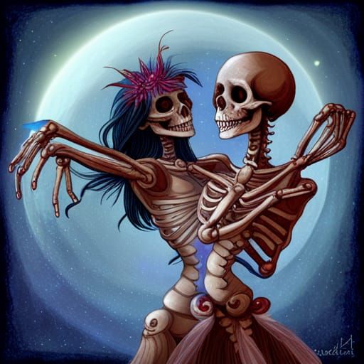 Skeletal Dance: Iridescent Fantasy Art