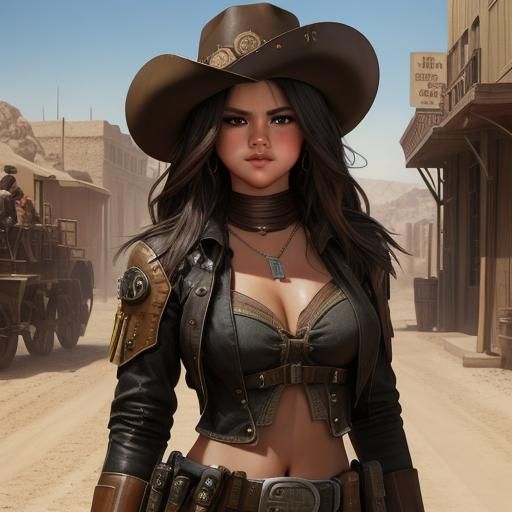 Steampunk Bounty Hunter Portrait on Canvas