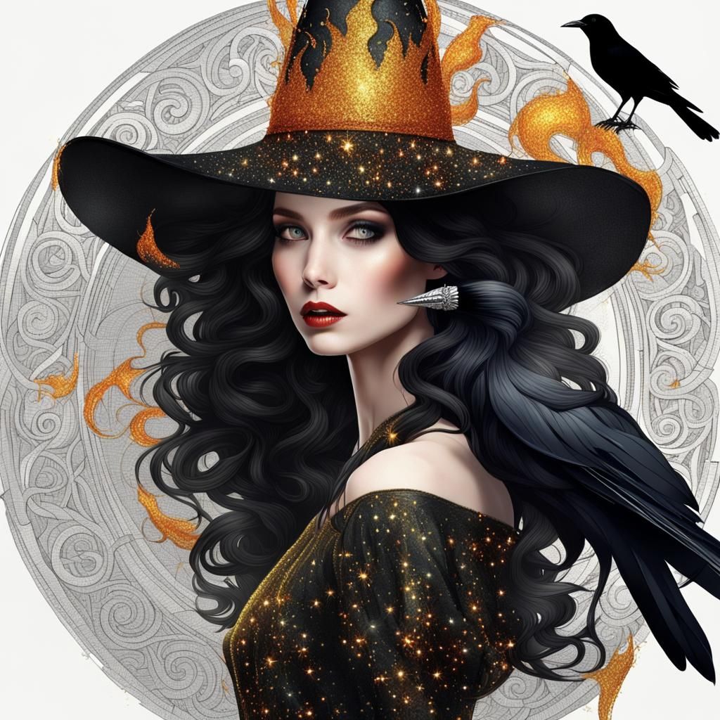 Magical Witch Transforms: Surreal and Vibrant Art