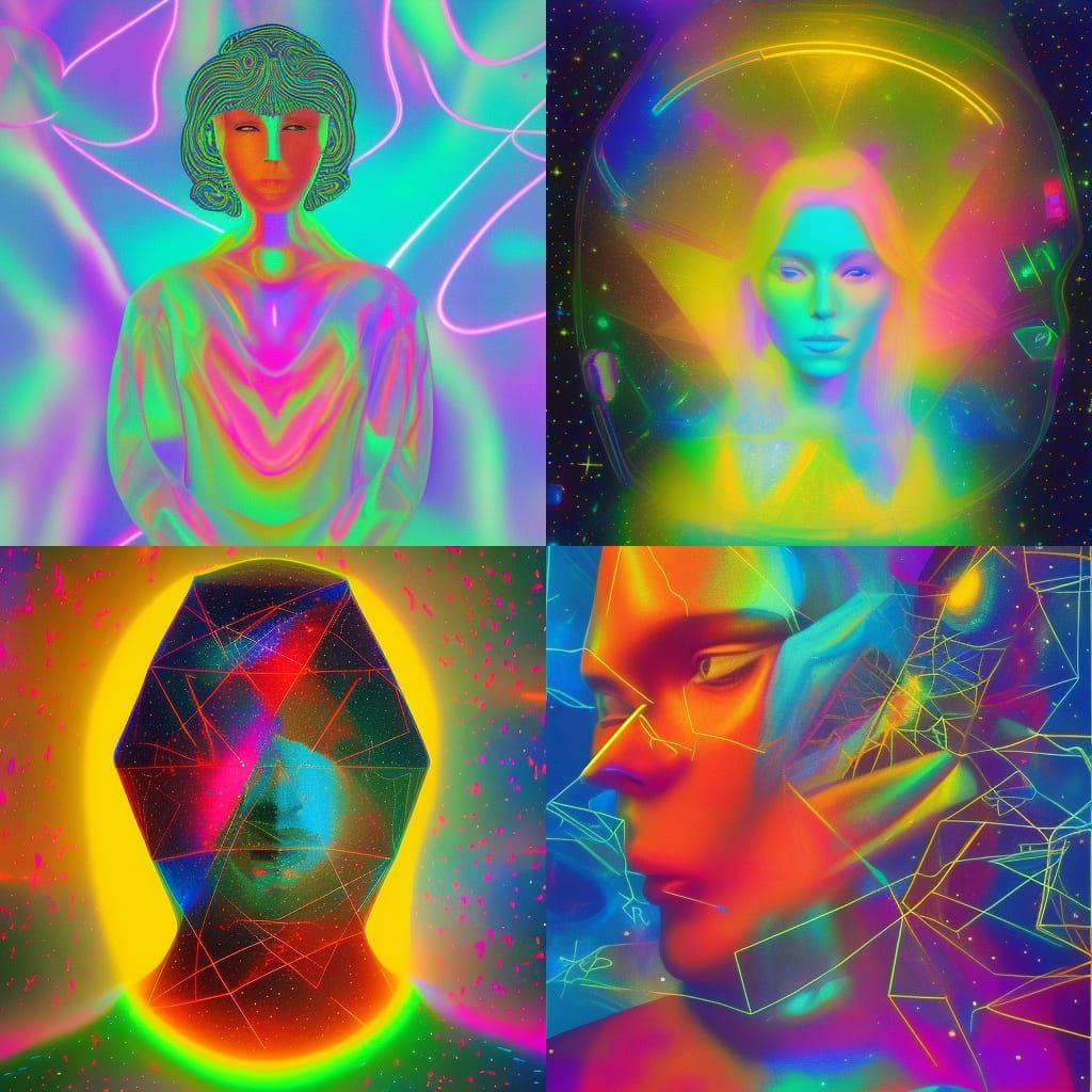 Holographic Astral Illustration of Gift Giving