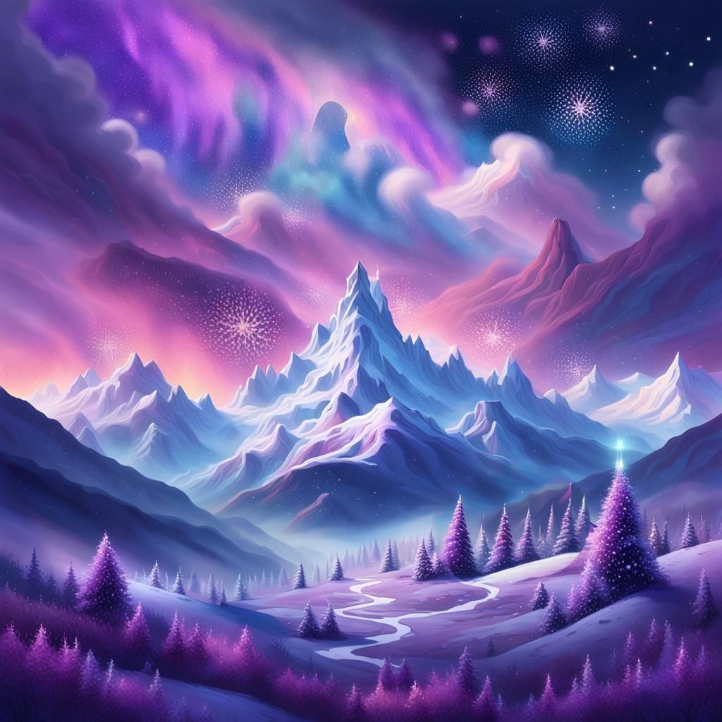 Mysterious Iridescent Twilight Christmas Scene