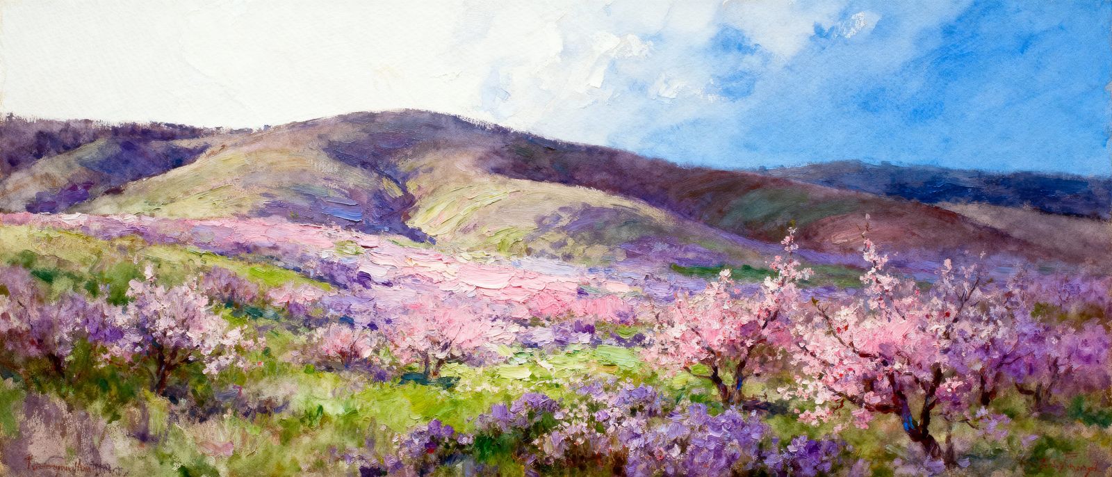 Vibrant Impressionistic Watercolor Landscape Painting