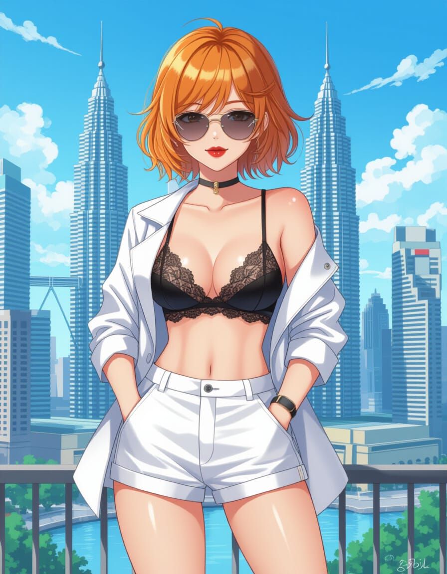 Manga Girl in Kuala Lumpur: Anime Style Illustration