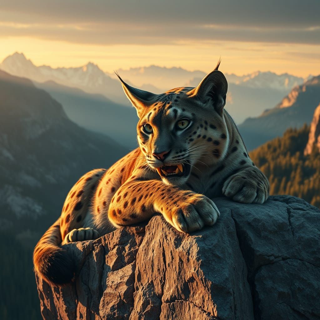 Saber-Toothed Cat in Fading Golden Light