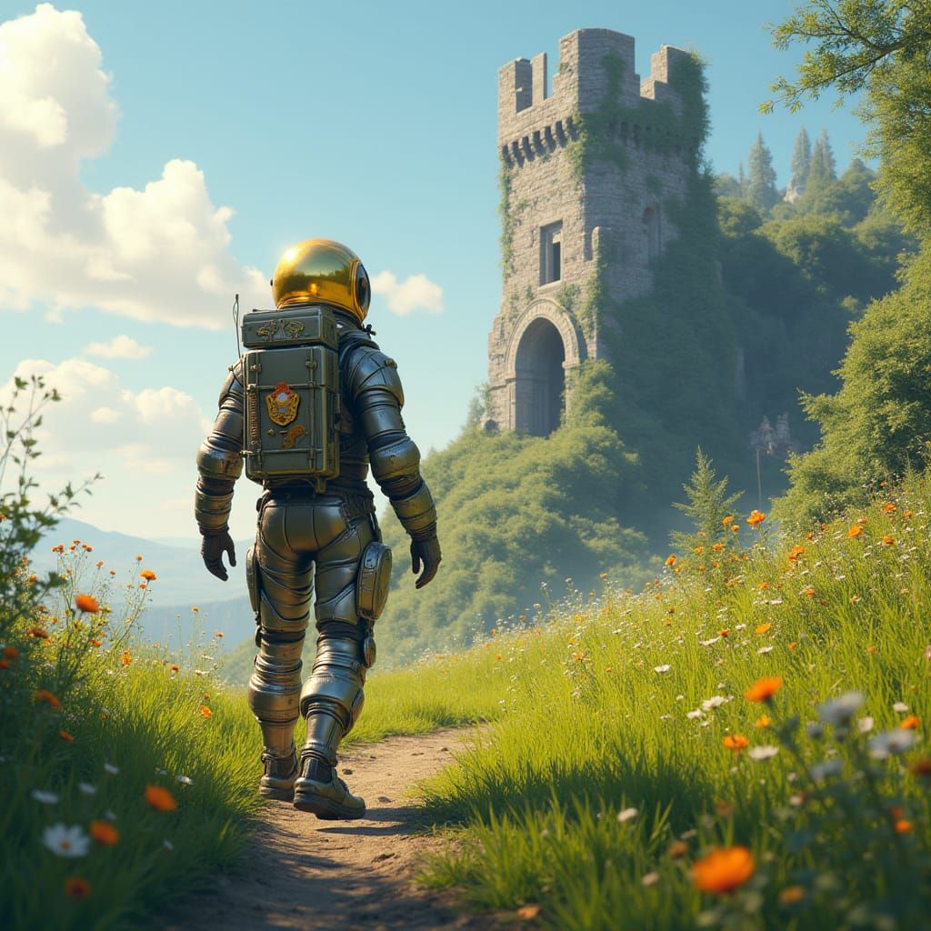 Mystical Castle Expedition in Vibrant Fantasy Landscape