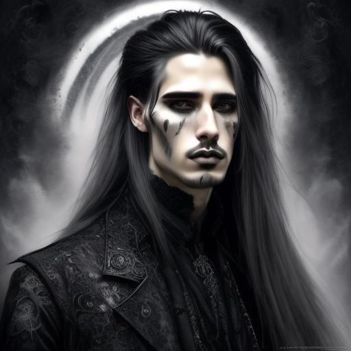 Detailed Portrait of a Gothic Man with Silver Light