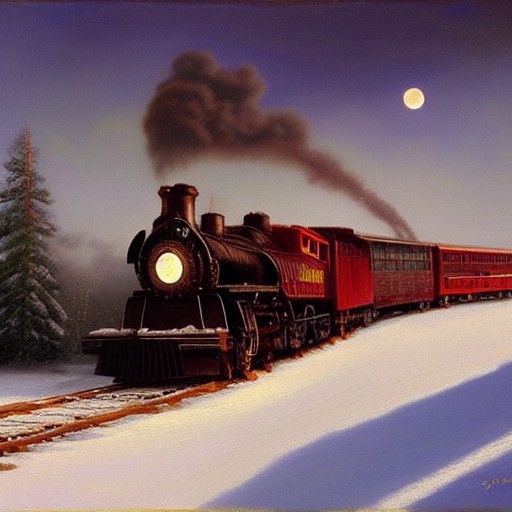 Polar Express in Oil Painting Style