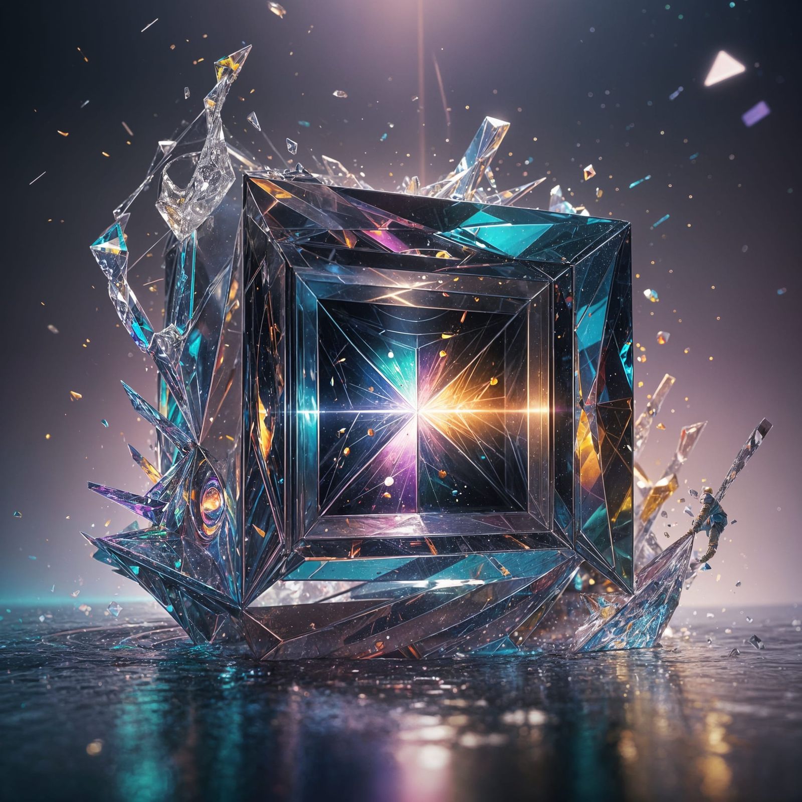 Interconnected Geometric Shapes in Hyperrealistic Style