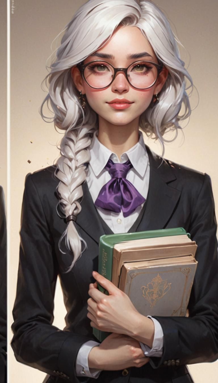 Stylish Nerd Girl Portrait in Artstation Style