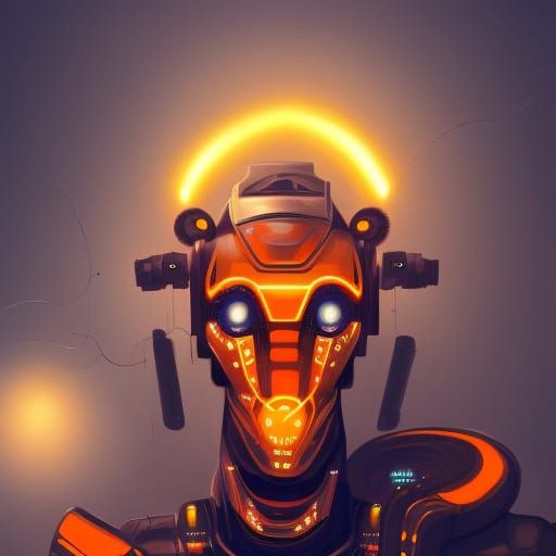 Cyberpunk Giraffe Soldier in Futuristic Style