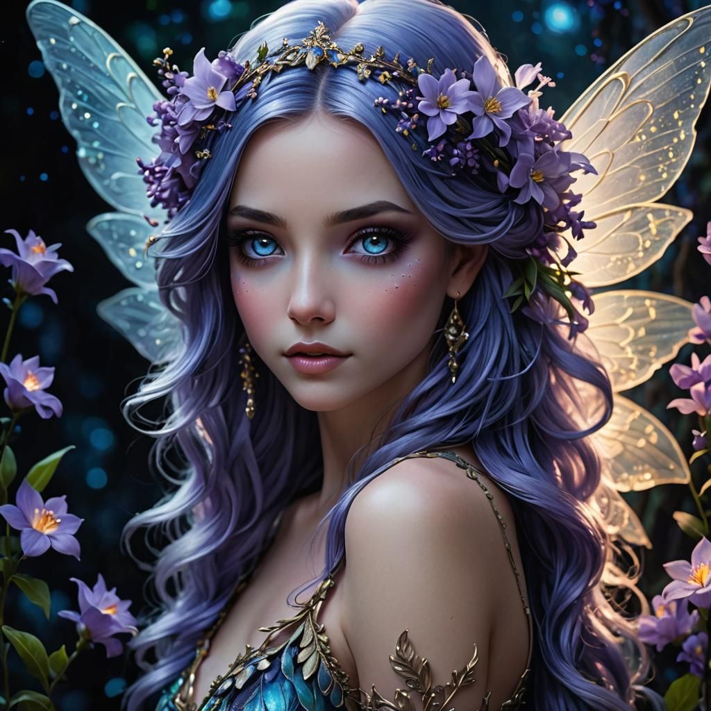 Beautiful Earth Flower Fairy with Lavender Eyes