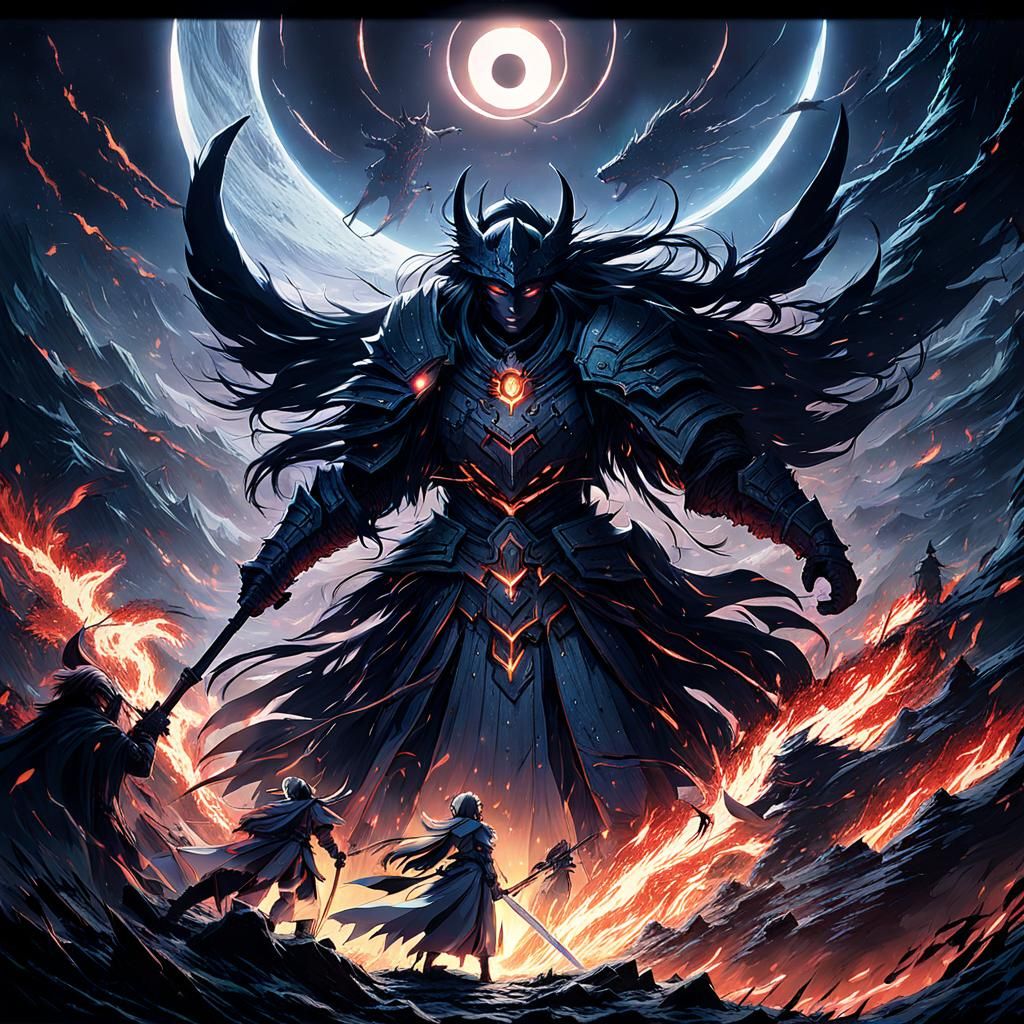 Anime Warrior Maiden Defends Hellgate During Eclipse