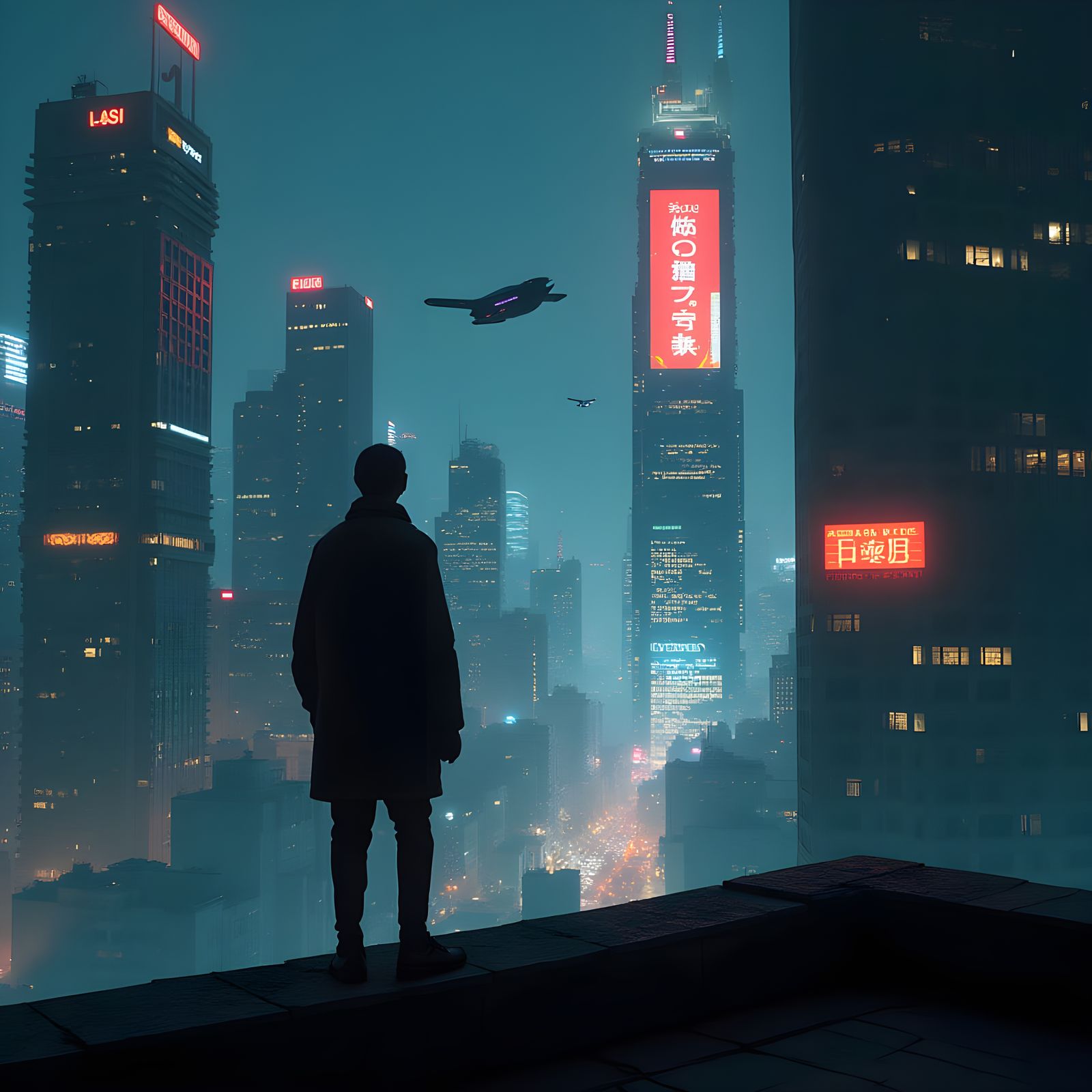 Futuristic Cityscape at Night in Cinematic Style