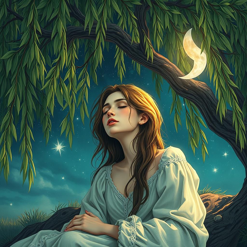 Medieval Woman's Dream: Holographic Astral Illustration